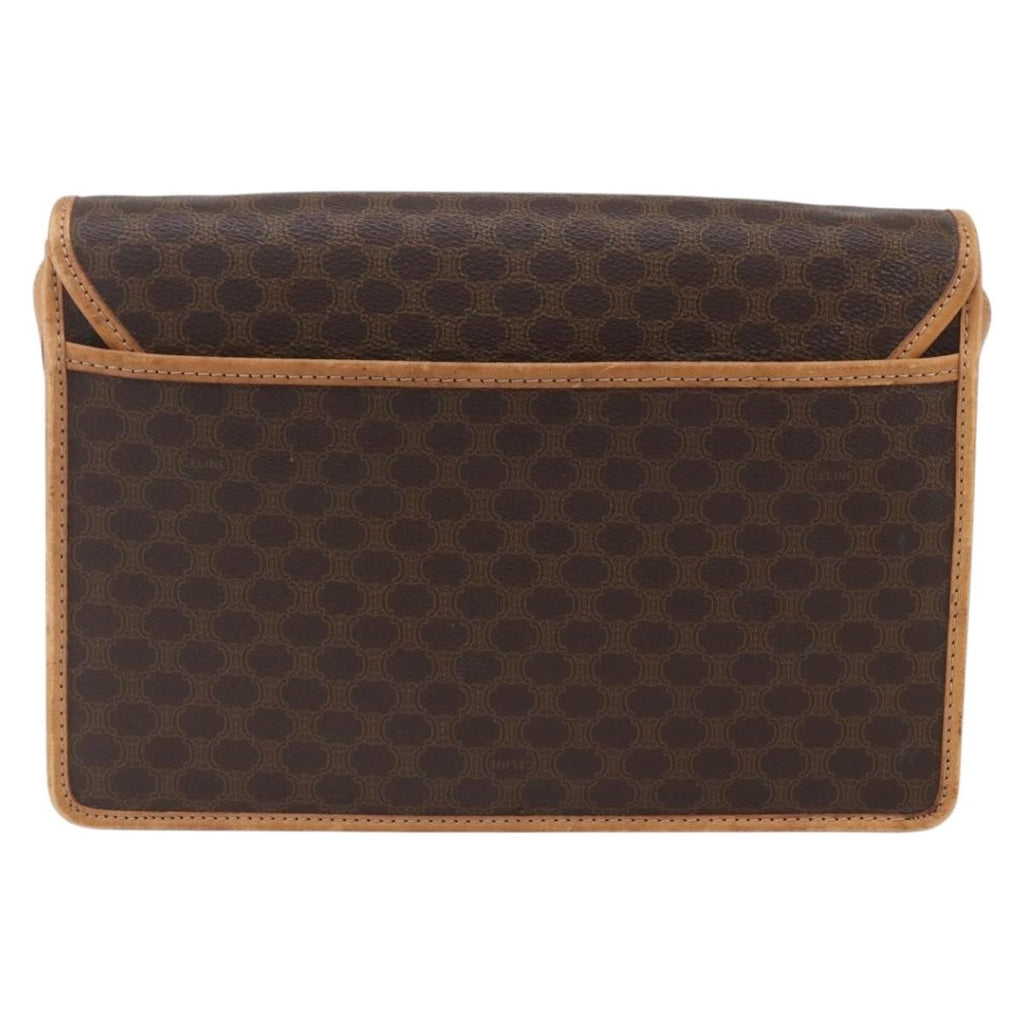 Celine Vintage Macadam Shoulder Bag Canvas And Leather Brown Canvas Shoulder Bag Bag