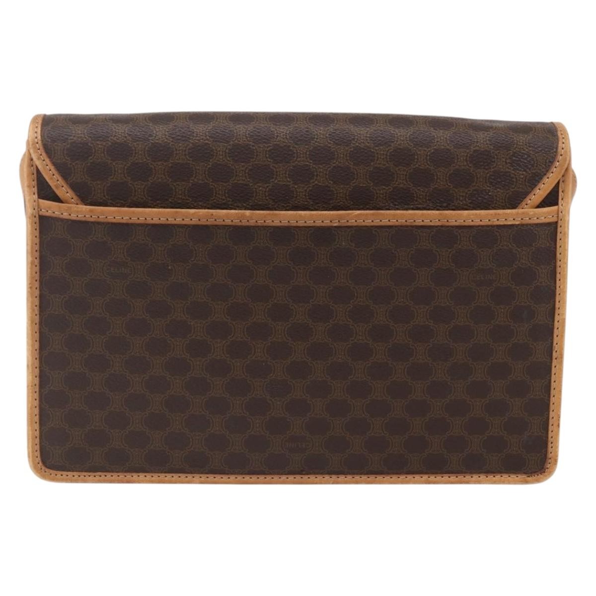 Celine Vintage Macadam Shoulder Bag Canvas And Leather Brown Canvas Shoulder Bag Bag