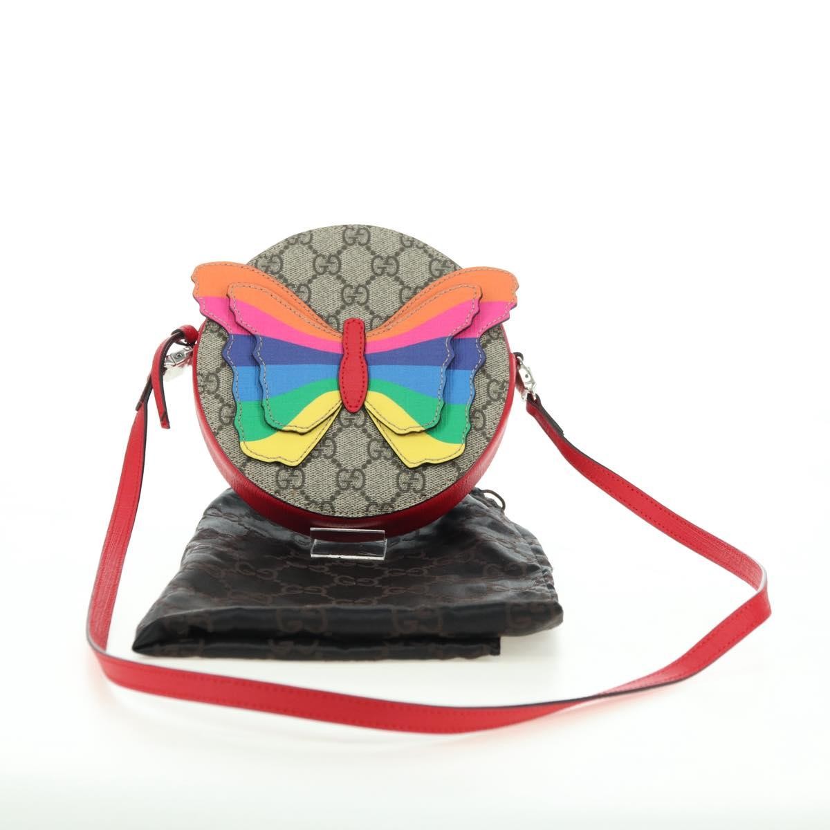 Gucci Kids Gg Supreme Rainbow Butterfly Shoulder Bag Gg Canvas Beige Pvc Shoulder Bag Bag (Pre-Owned)