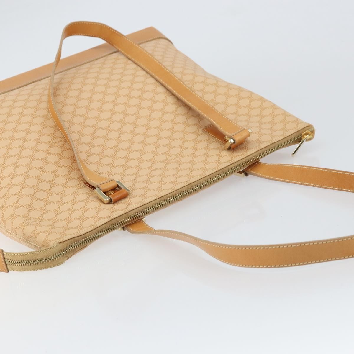 Celine Vintage Macadam Tote Bag Canvas And Leather Beige Canvas Tote Bag Bag