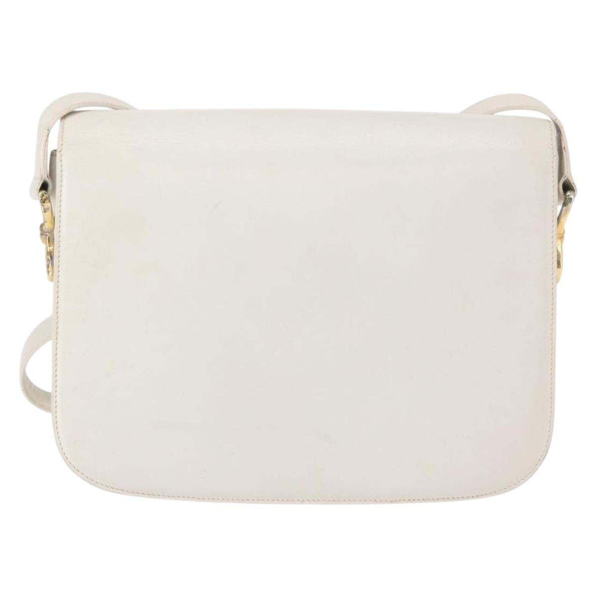 Celine Vintage Shoulder Bag Leather White Leather Shoulder Bag Bag