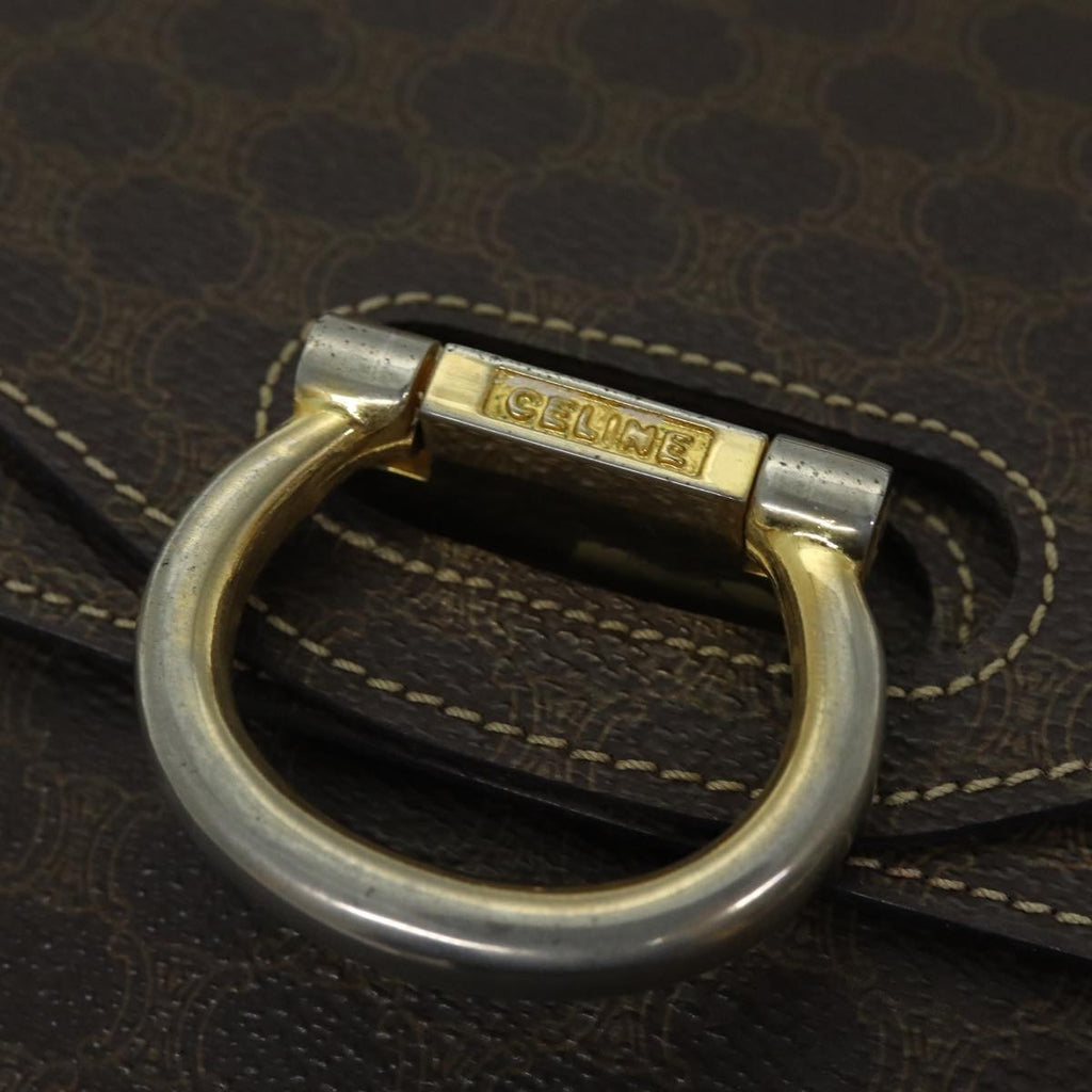 Celine Macadam Handbag Macadam With Leather Brown Canvas Handbag