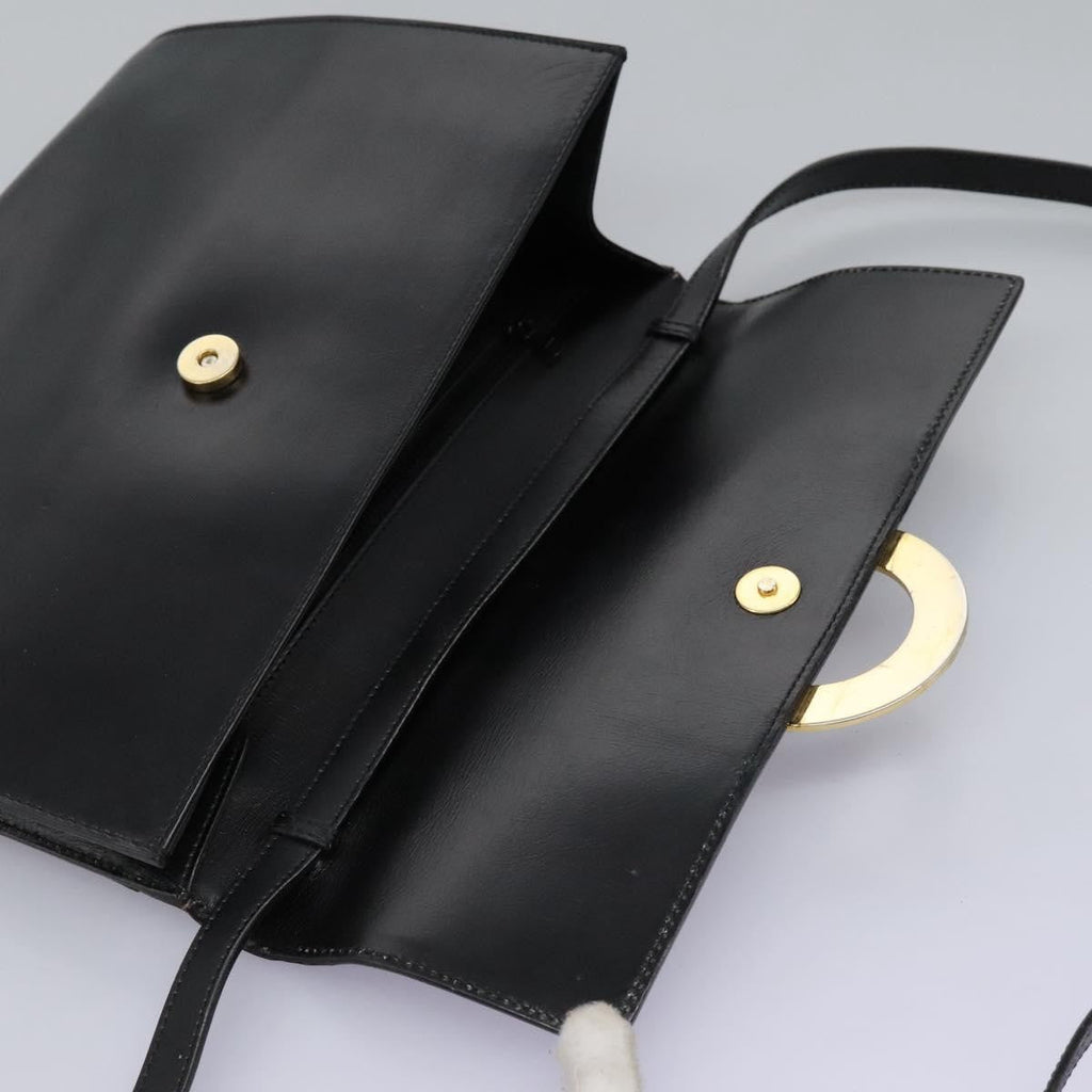 Celine Vintage Circle Logo Crossbody Bag Leather Black Leather Bag