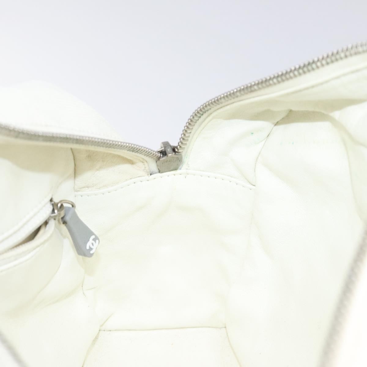 Chanel Vintage Logo Bowler Bag Quilted Canvas White Canvas Handbag