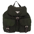 Prada Double Front Pocket Backpack Tessuto Khaki Nylon Backpack Bag