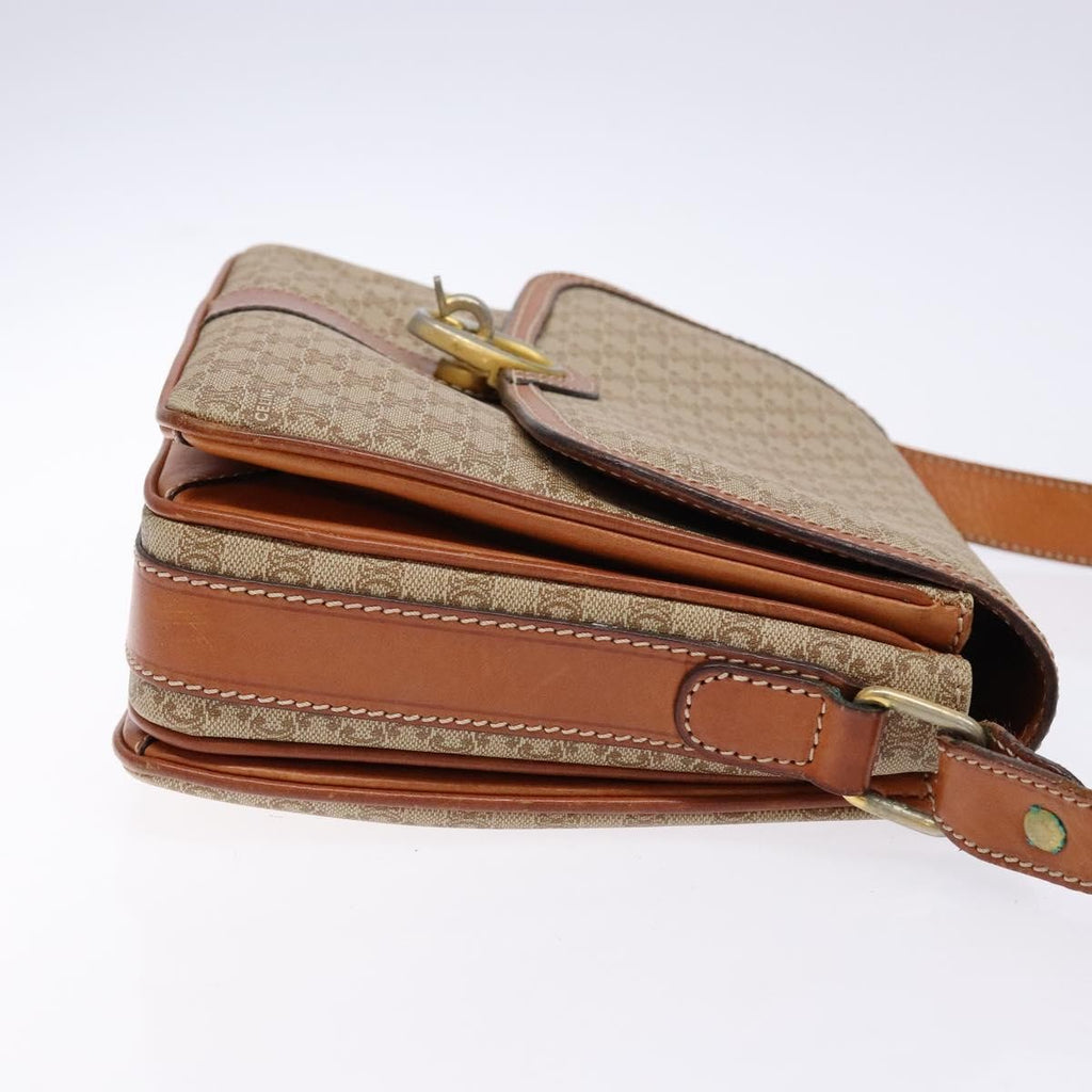 Celine Vintage Macadam Shoulder Bag Canvas And Leather Beige Canvas Bag
