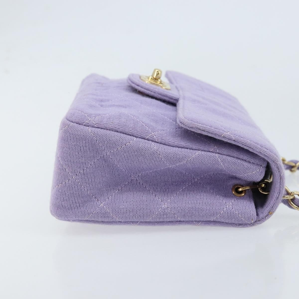 Chanel Square Classic Single Flap Bag Fabric Purple Cotton Crossbody Bag Bag