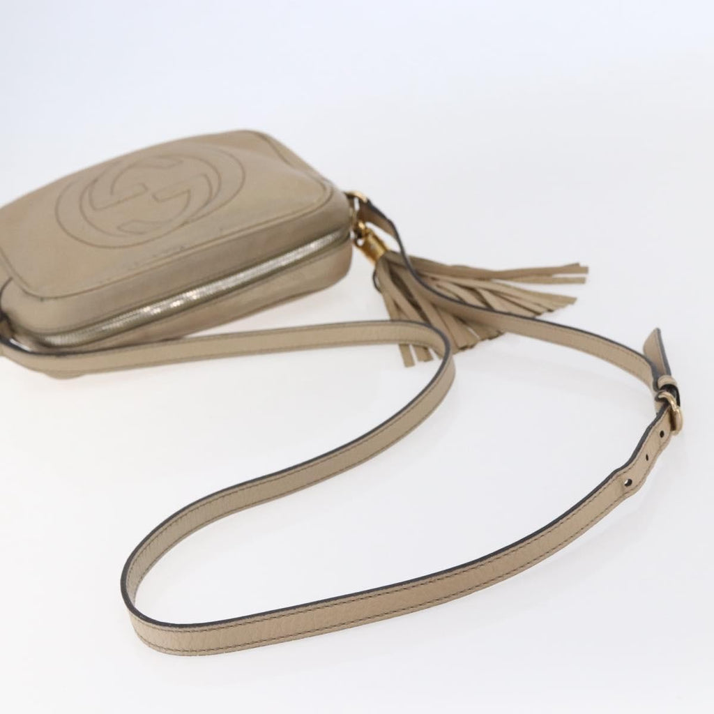 Gucci Soho Disco Crossbody Bag Leather Beige Leather Shoulder Bag Bag (Pre-Owned)
