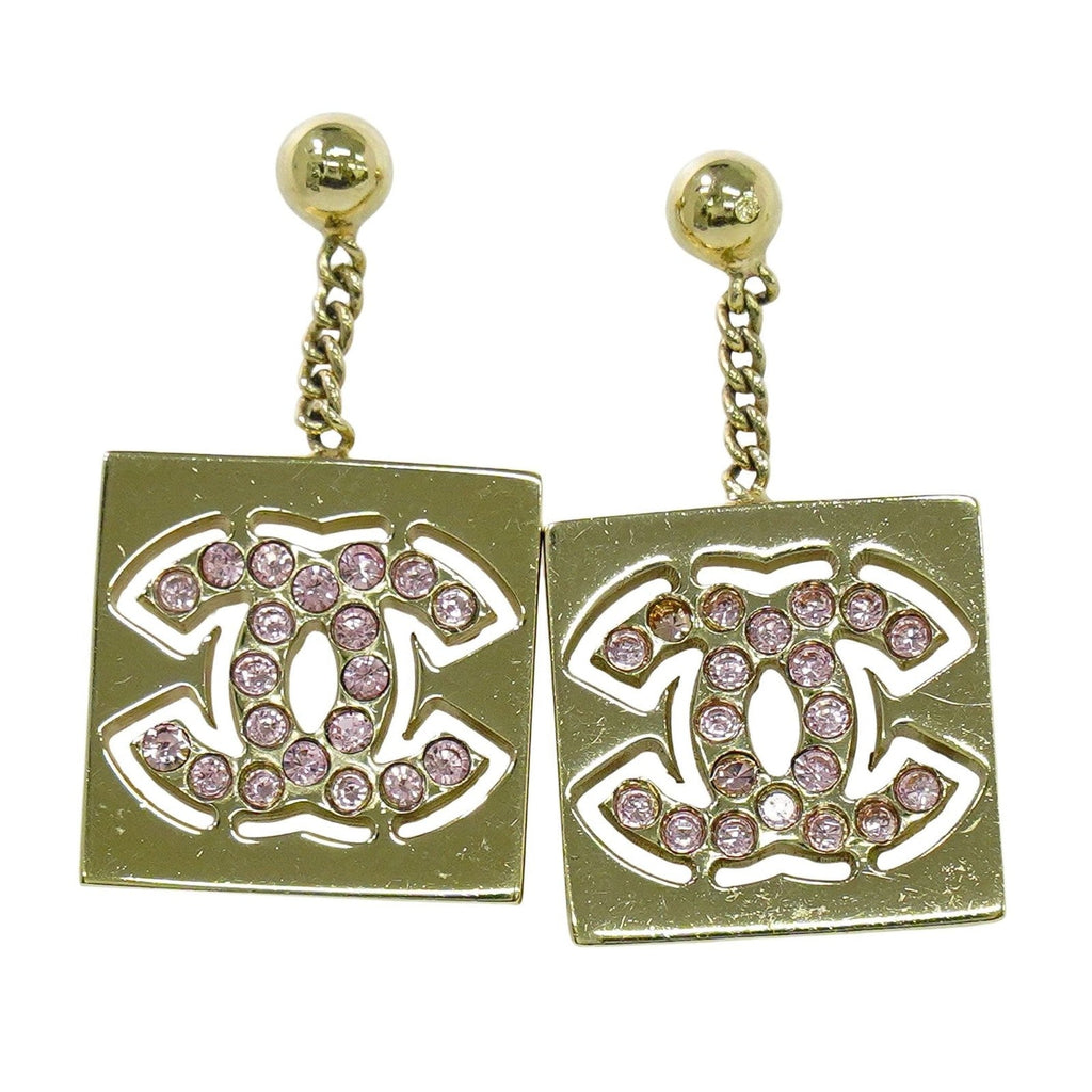 Chanel Cc Dangle Earrings Metal Gold Gold_Plated Earrings Jewelry