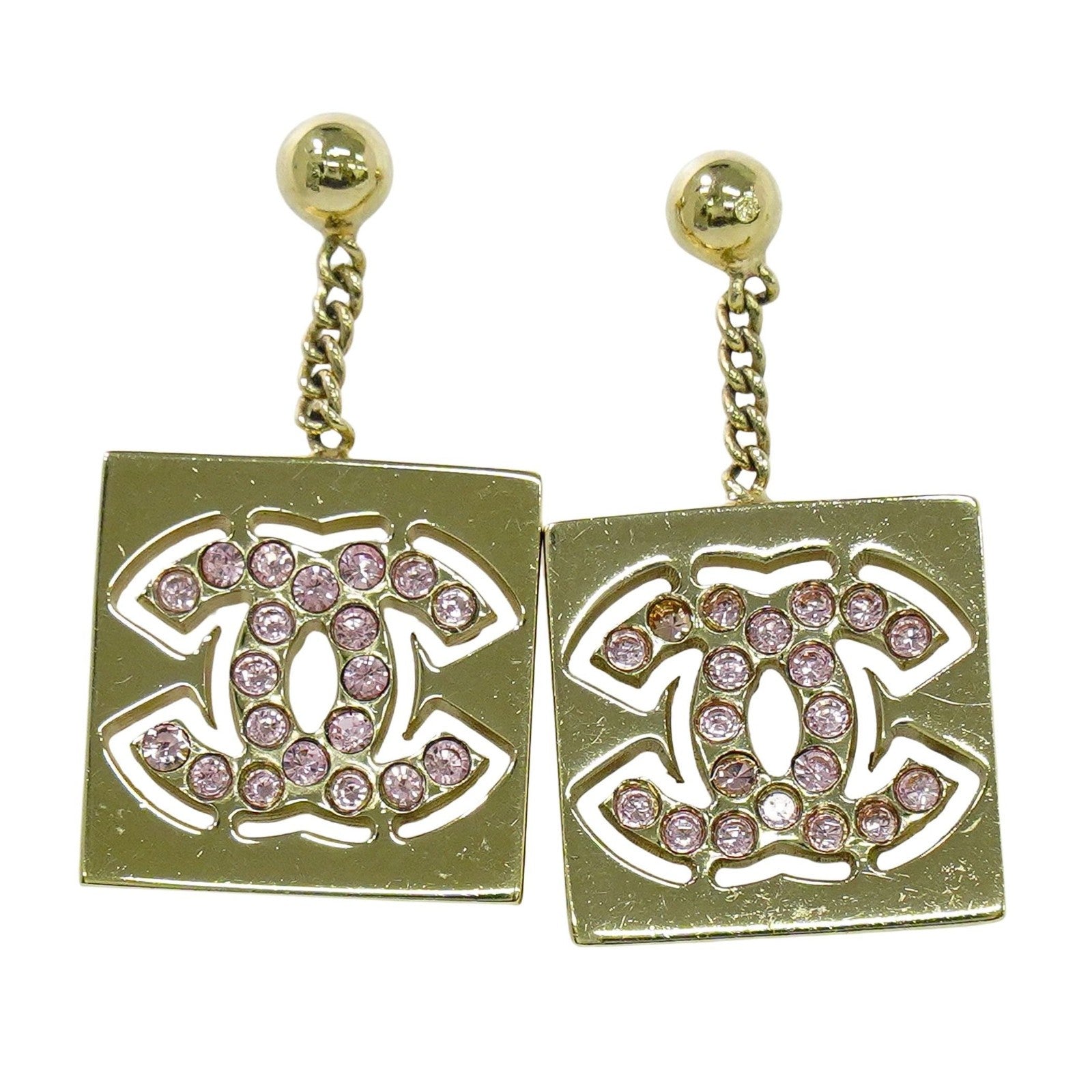 Chanel Cc Dangle Earrings Metal Gold Gold_Plated Earrings Jewelry