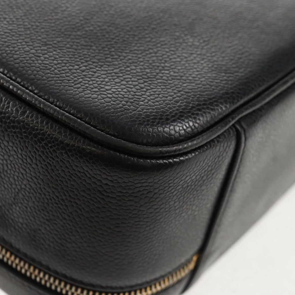 Chanel Vintage Timeless Zip Around Vanity Case Caviar Black Leather Clutche & Pouche Bag