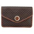 Celine Circle Logo Macadam Pouch Canvas And Leather Brown Canvas Clutche & Pouche Bag