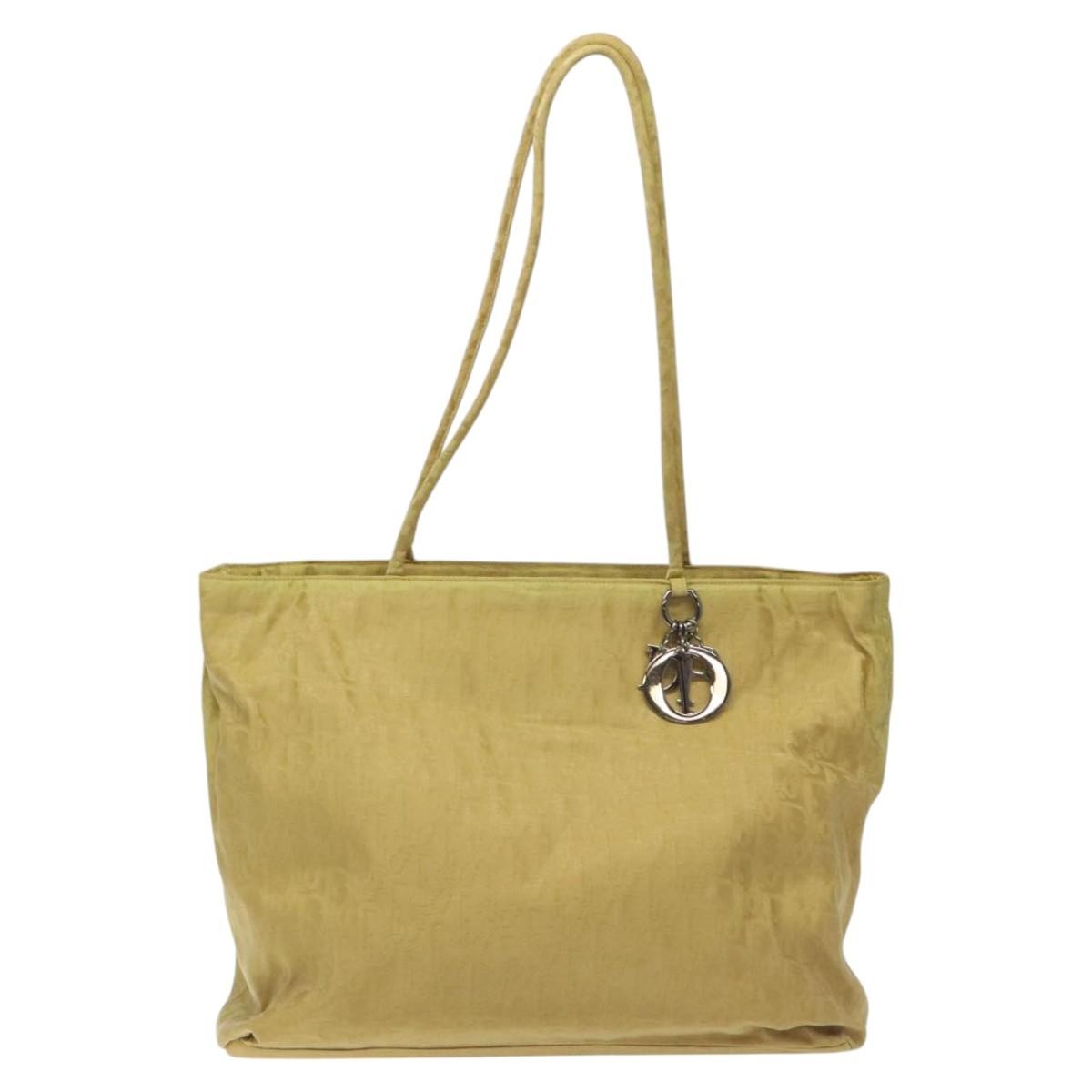Christian Dior Vintage Lady Dior Tote Canvas Yellow Canvas Tote Bag Bag (Pre-Owned)