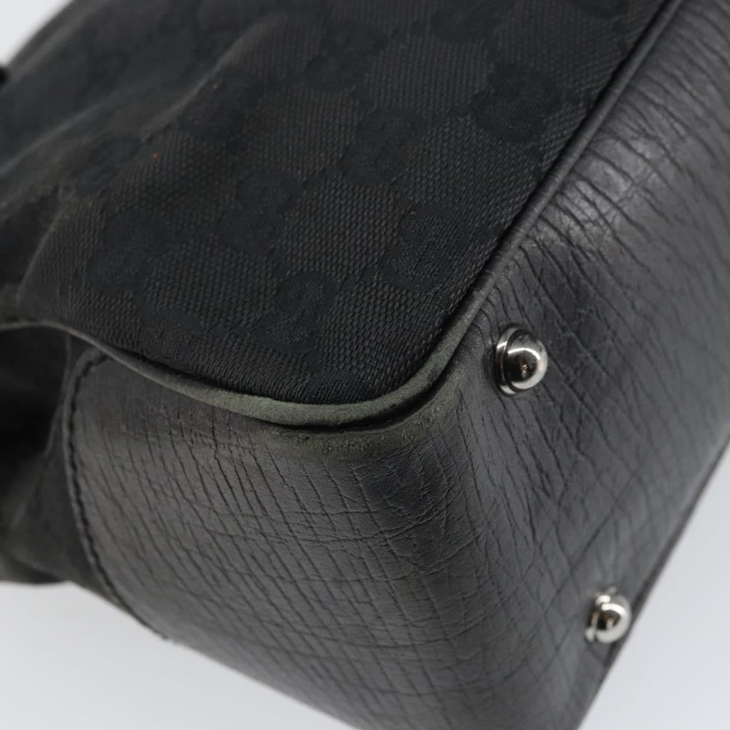Gucci Bamboo Tote Bag Canvas Black Canvas Tote Bag Bag (Pre-Owned)