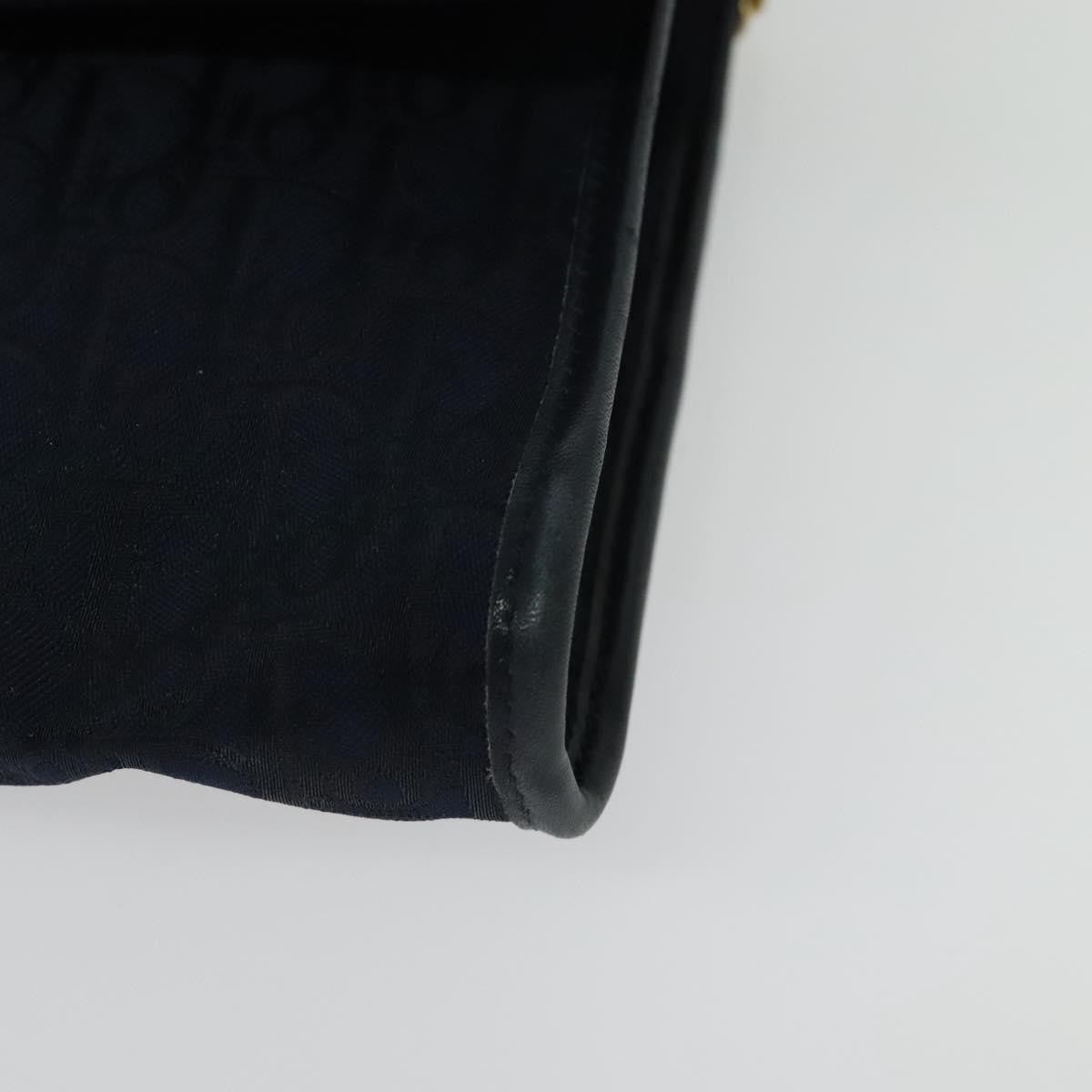 Christian Dior Vintage Chain Flap Shoulder Bag Diorissimo Canvas Navy Canvas Shoulder Bag Bag (Pre-Owned)