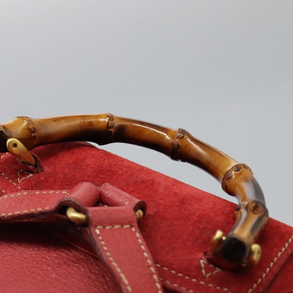 Gucci Gucci Bamboo Backpack Daim Red Suede Backpack Bag (Pre-Owned)