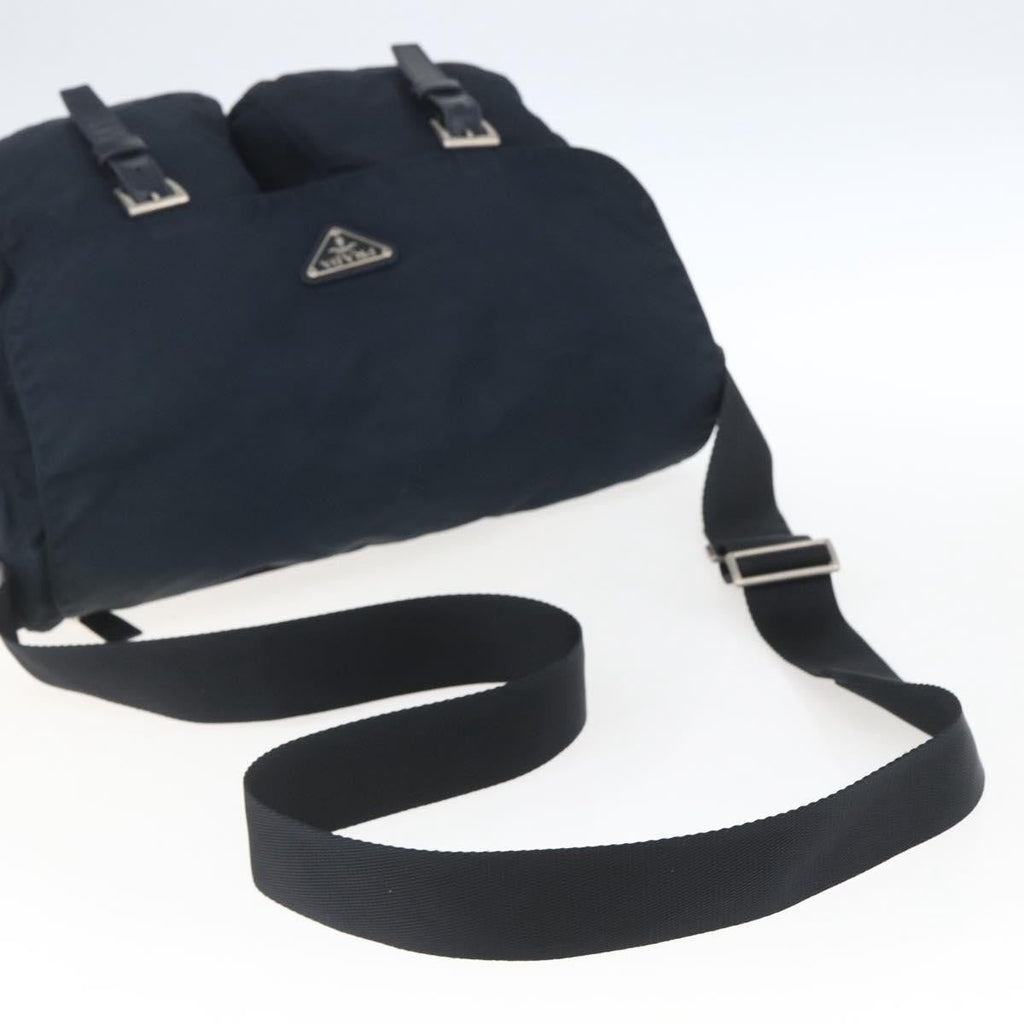 Prada Zip Buckle Messenger Bag Tessuto Navy Nylon Shoulder Bag Bag
