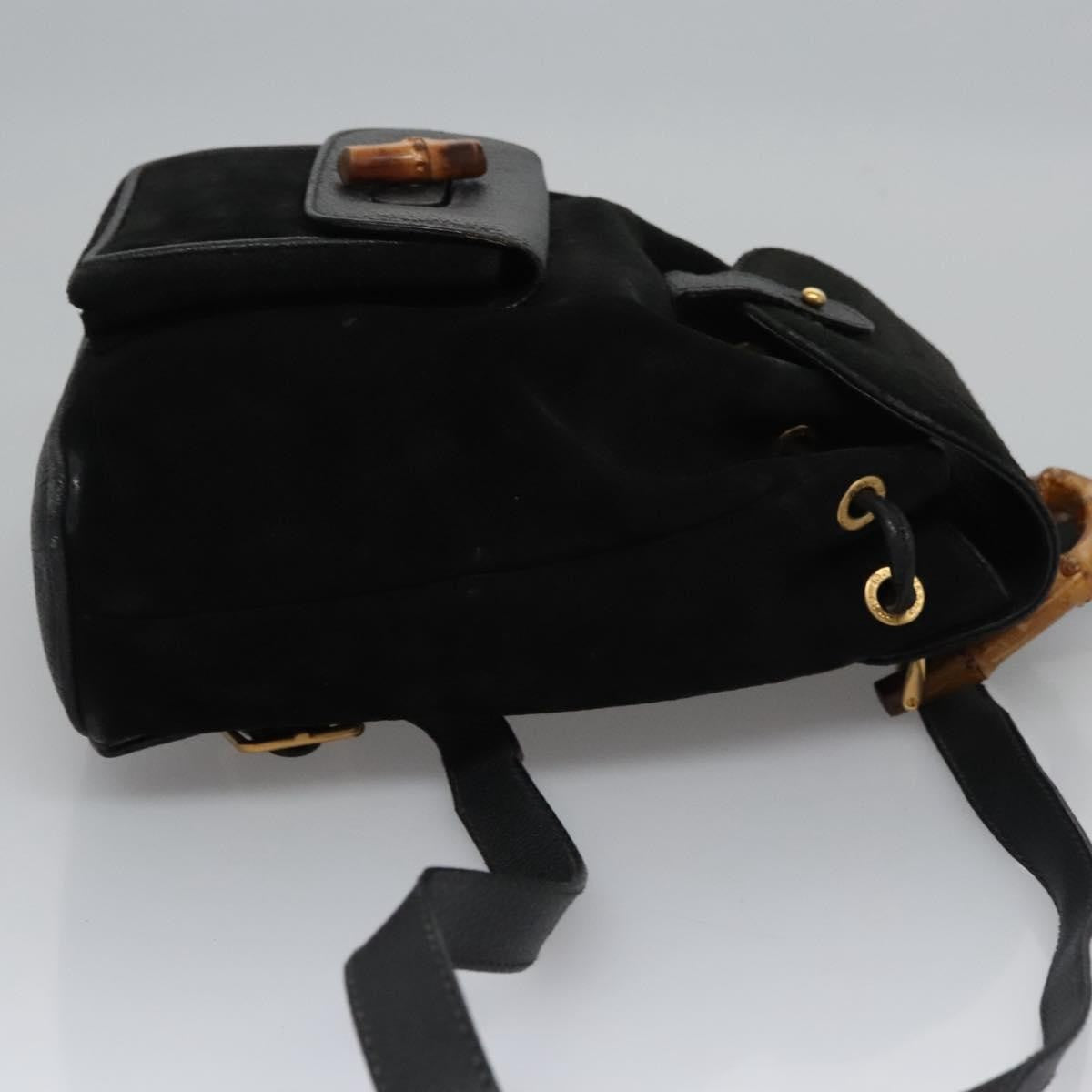 Gucci Gucci Bamboo Backpack Daim Black Suede Backpack Bag (Pre-Owned)