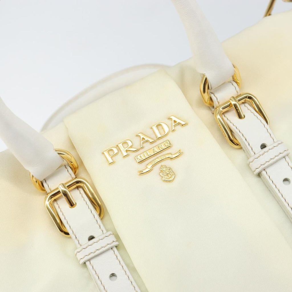 Prada Vintage Tote Tessuto With Leather White Nylon Tote Bag Bag
