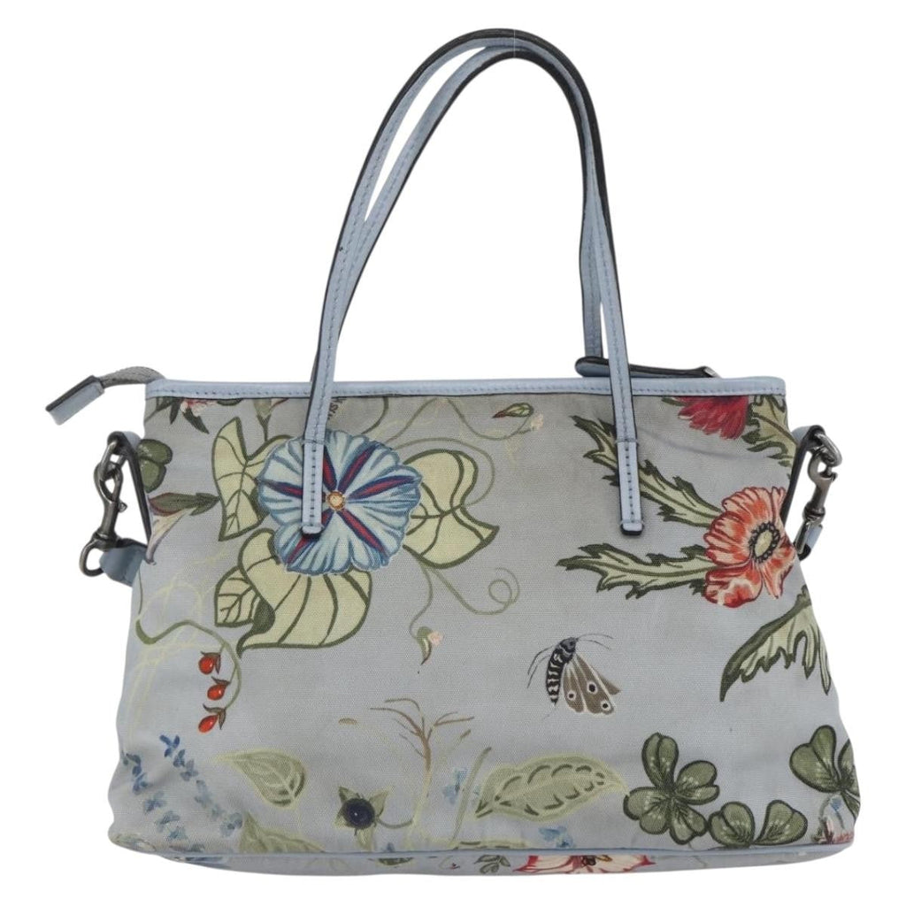 Gucci Convertible Zip Tote Flora Canvas Blue Canvas Tote Bag Bag (Pre-Owned)