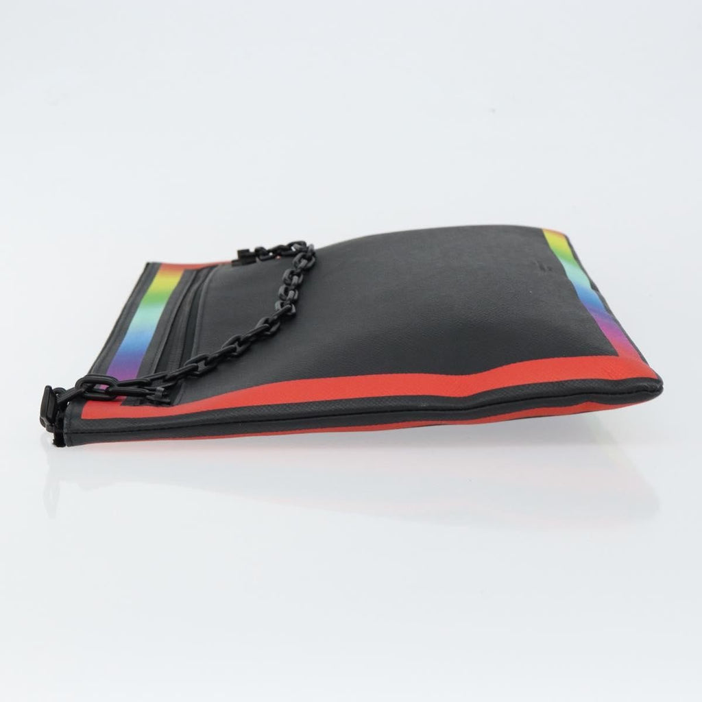 Louis Vuitton Pochette A4 Rainbow Taiga Leather Black Leather Clutche & Pouche Bag