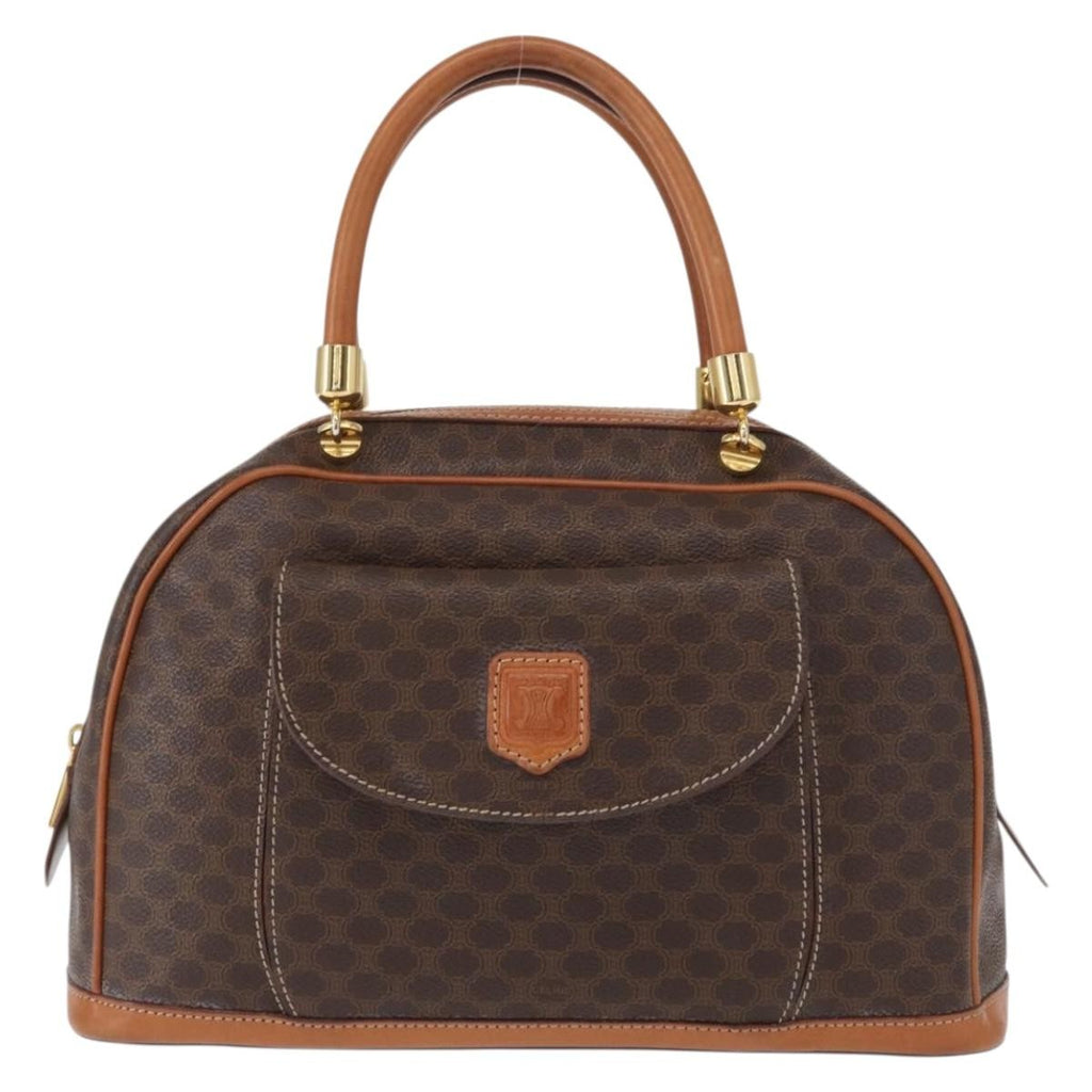 Celine Vintage Macadam Handbag Canvas And Leather Brown Canvas Handbag