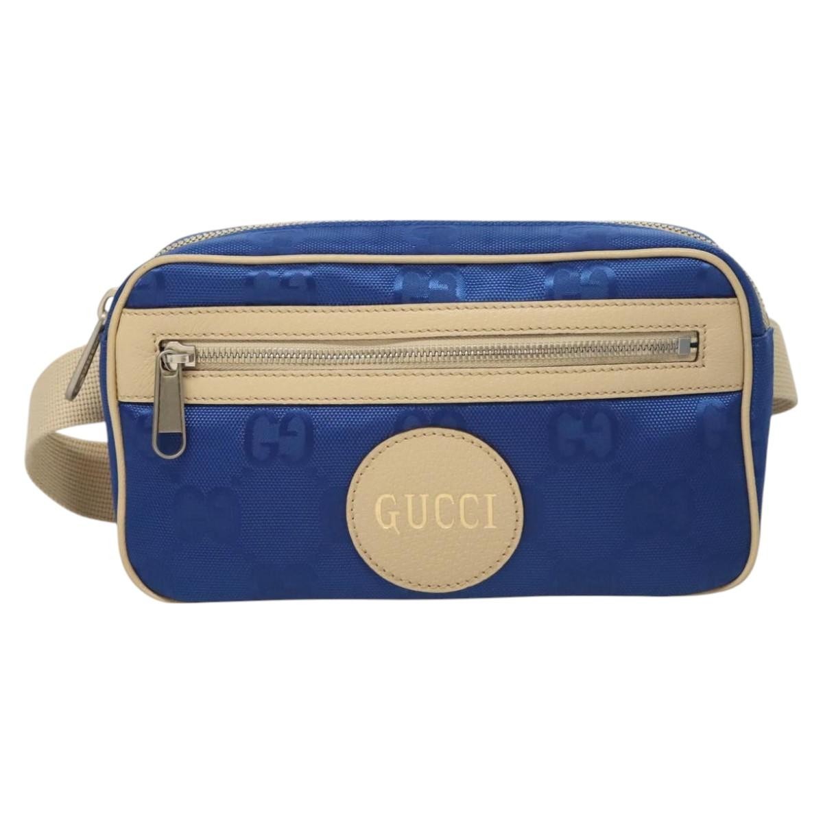 Gucci Off The Grid Belt Bag Gg Econyl Blue Canvas Shoulder Bag Bag (Pre-Owned)