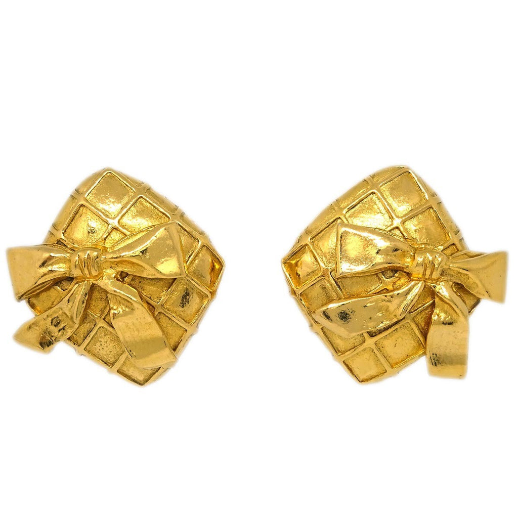 Chanel Cc Rhombus Clip-On Earrings Metal Gold Gold_Plated Earrings Jewelry