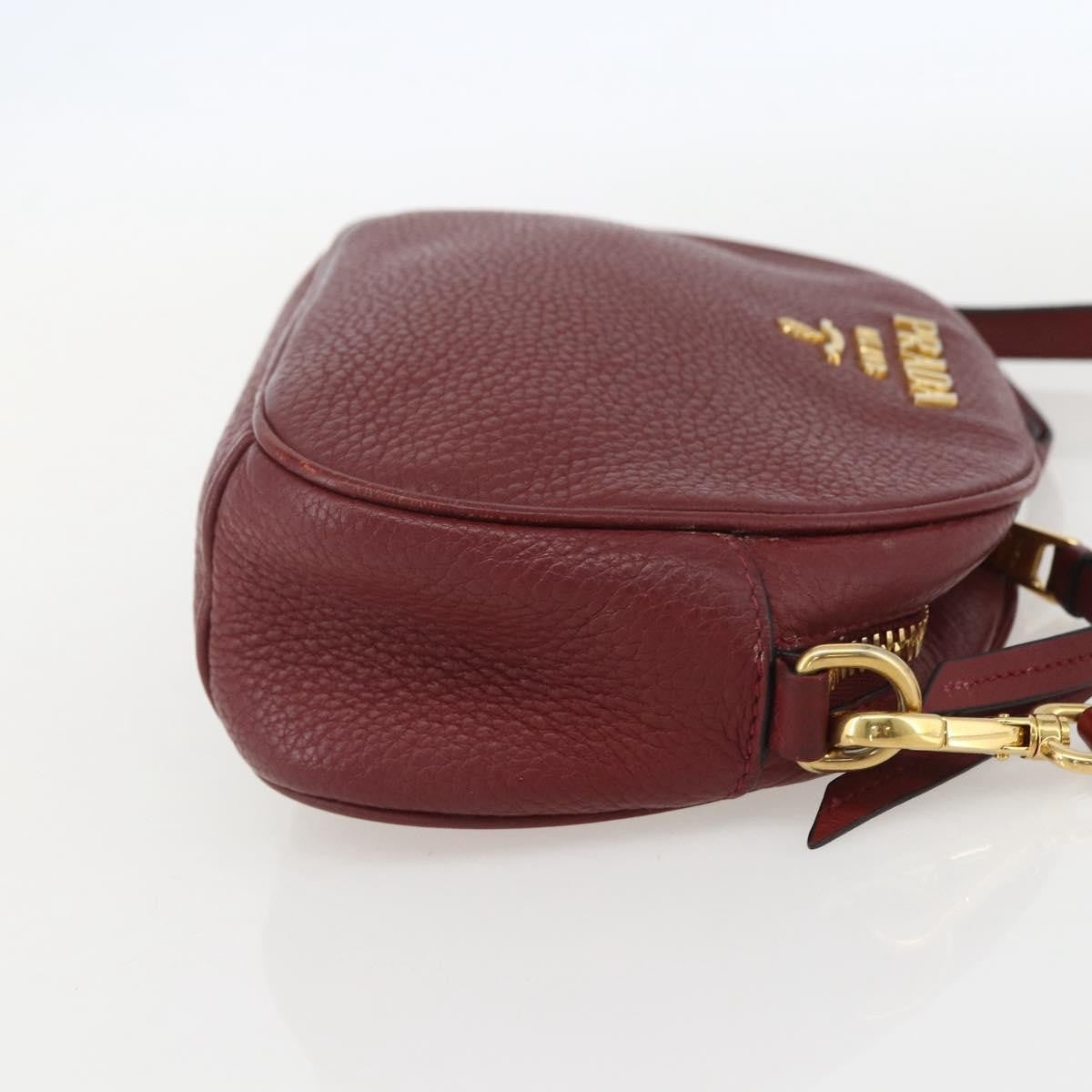 Prada Dual Strap Crossbody Bag Vitello Daino Burgundy Leather Shoulder Bag Bag