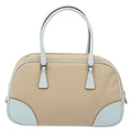 Prada Bauletto Bag Canvas With Leather Beige Canvas Bag