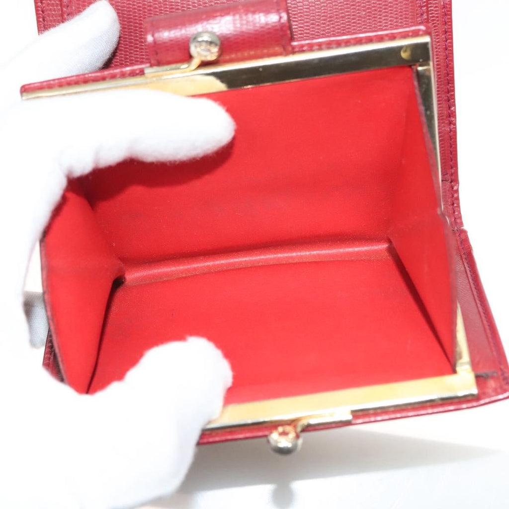 Celine Circle Logo Compact Wallet Leather Red Leather Wallets Accessory