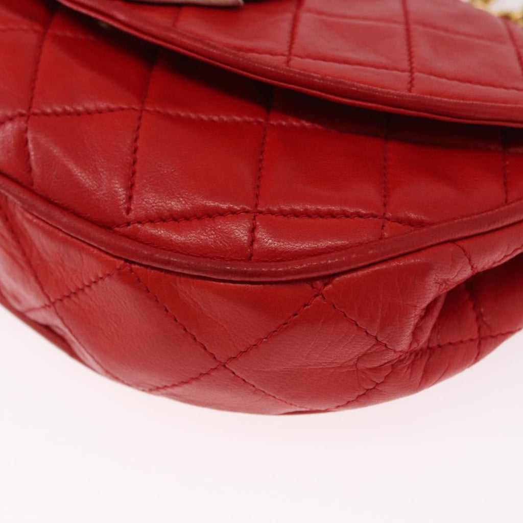 Chanel Camellia Rounded Clutch Satin And Leather Red Leather Shoulder Bag Bag