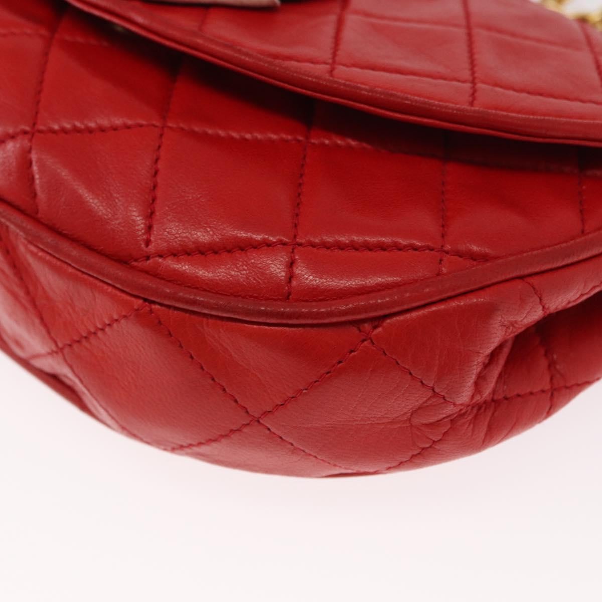 Chanel Camellia Rounded Clutch Satin And Leather Red Leather Shoulder Bag Bag