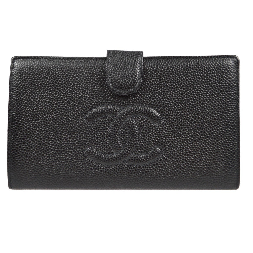Chanel Timeless Cc French Wallet Caviar Black Leather Wallets Accessory
