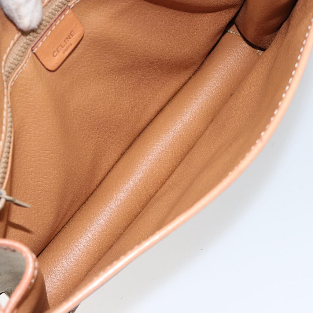 Celine Vintage Macadam Shoulder Bag Canvas Beige Canvas Shoulder Bag Bag