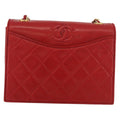Chanel Vintage Cc Chain Full Flap Bag Quilted Leather Red Leather Shoulder Bag Bag