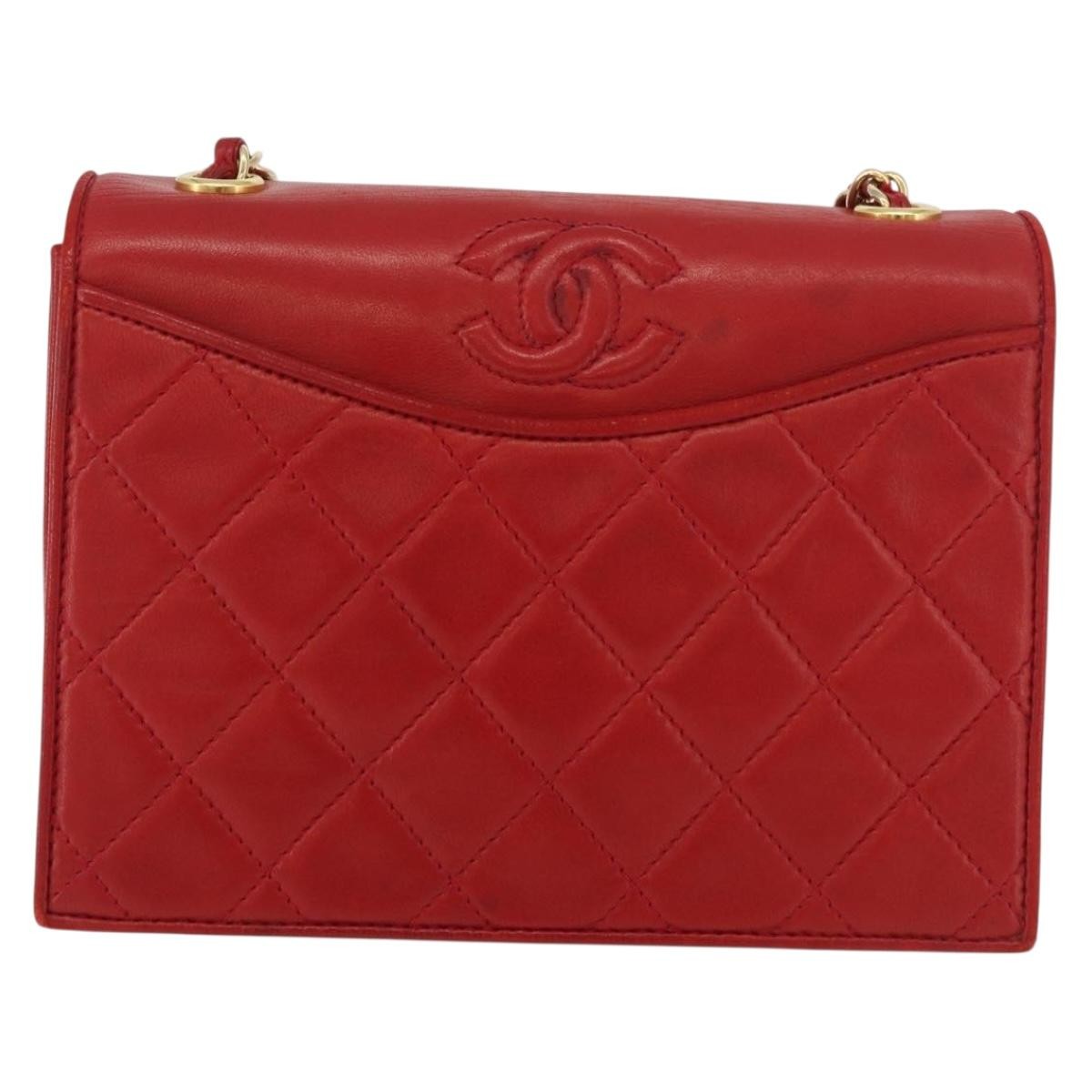 Chanel Vintage Cc Chain Full Flap Bag Quilted Leather Red Leather Shoulder Bag Bag