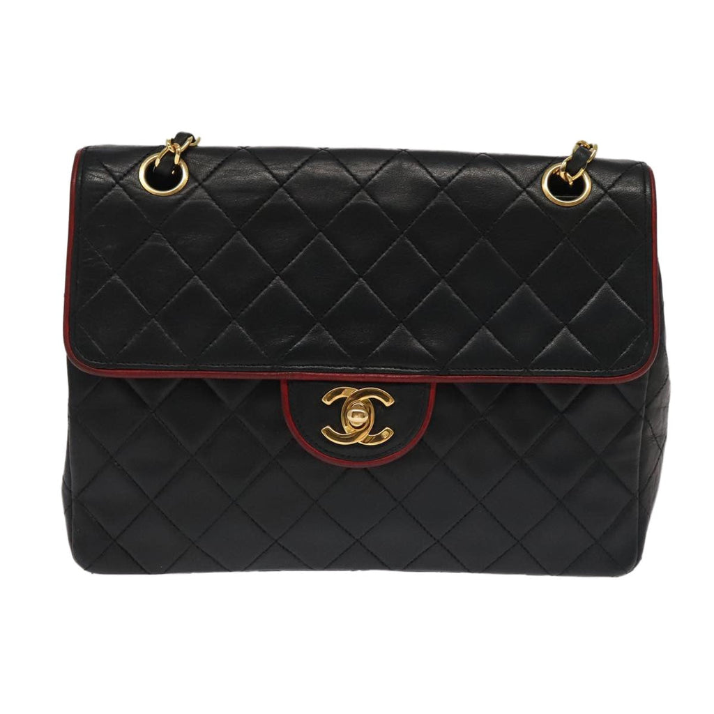 Chanel Flap Shoulder Bag Leather Black Leather Handbag