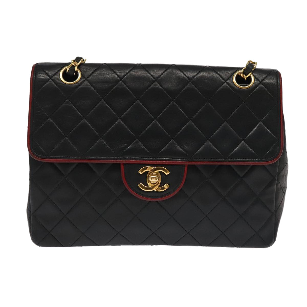 Chanel Flap Shoulder Bag Leather Black Leather Handbag