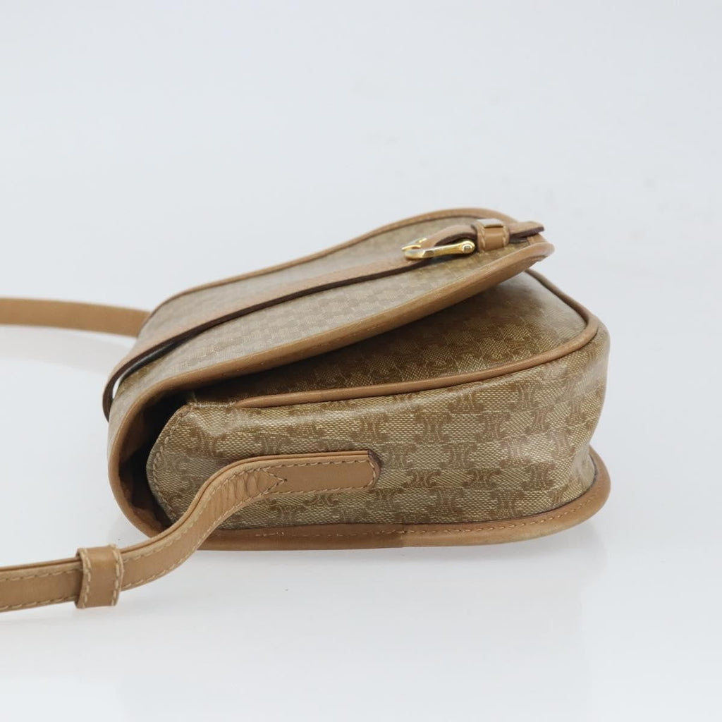 Celine Vintage Macadam Shoulder Bag Canvas Beige Canvas Shoulder Bag Bag