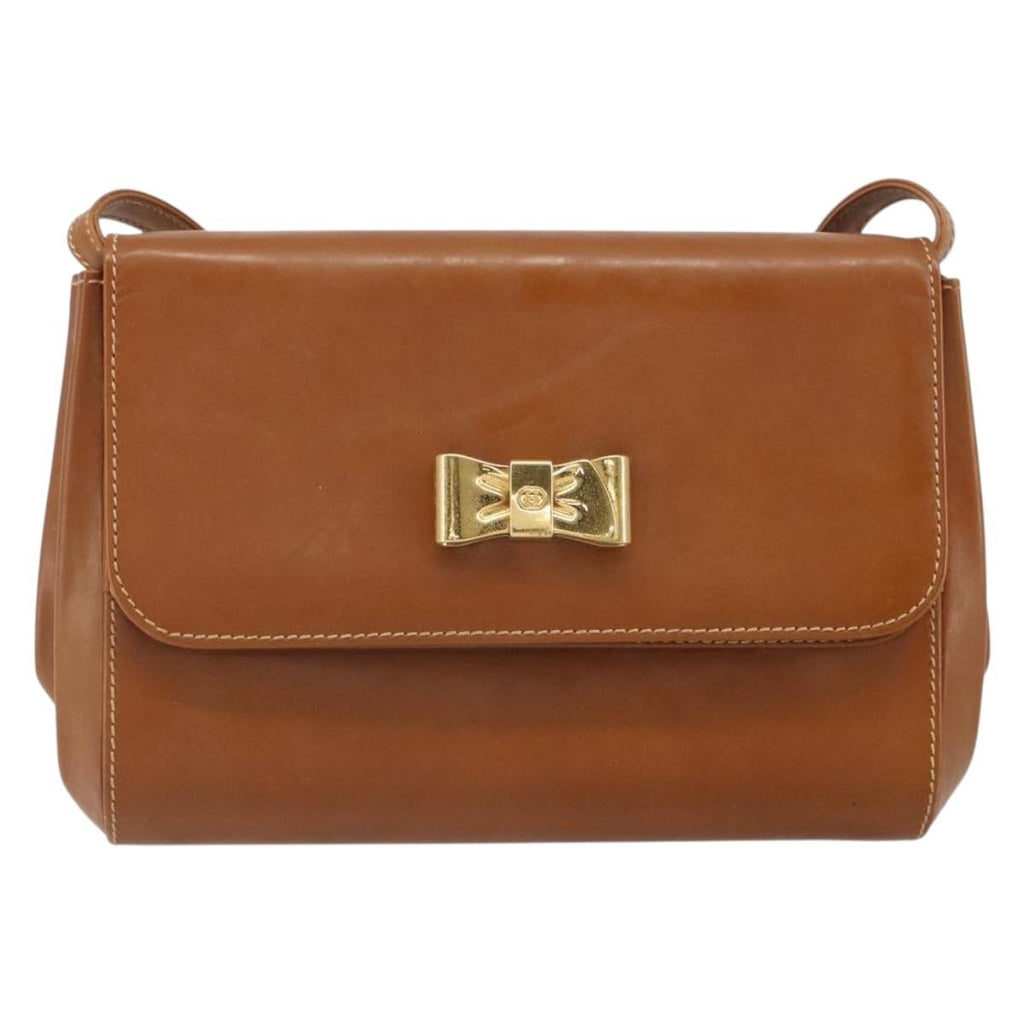 Gucci Vintage Shoulder Bag Leather Brown Leather Shoulder Bag Bag (Pre-Owned)