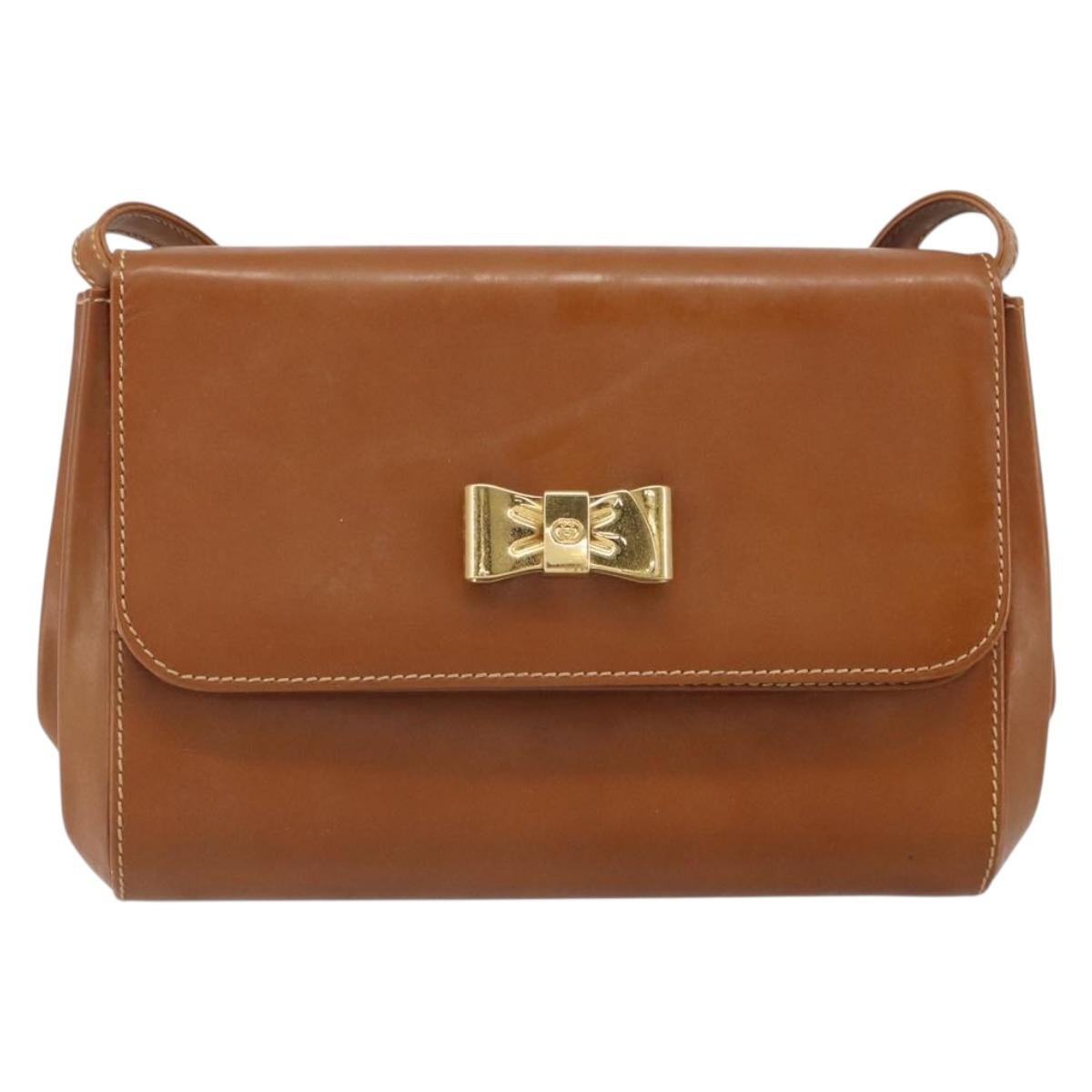 Gucci Vintage Shoulder Bag Leather Brown Leather Shoulder Bag Bag (Pre-Owned)