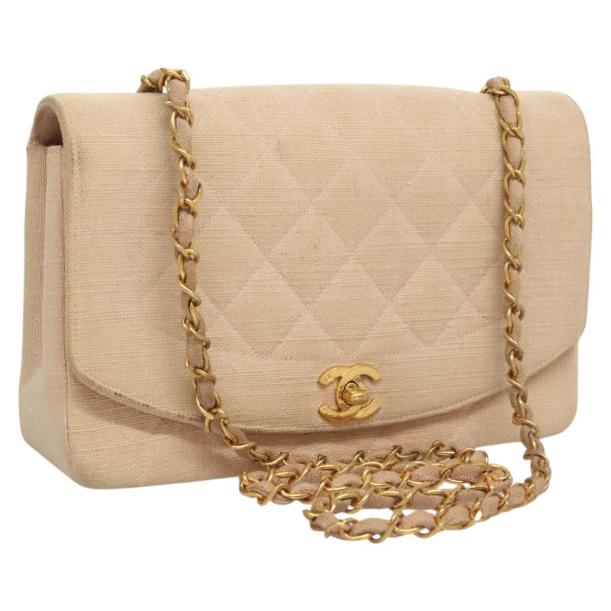 Chanel Vintage Diana Flap Bag Quilted Canvas Pink Canvas Shoulder Bag Bag