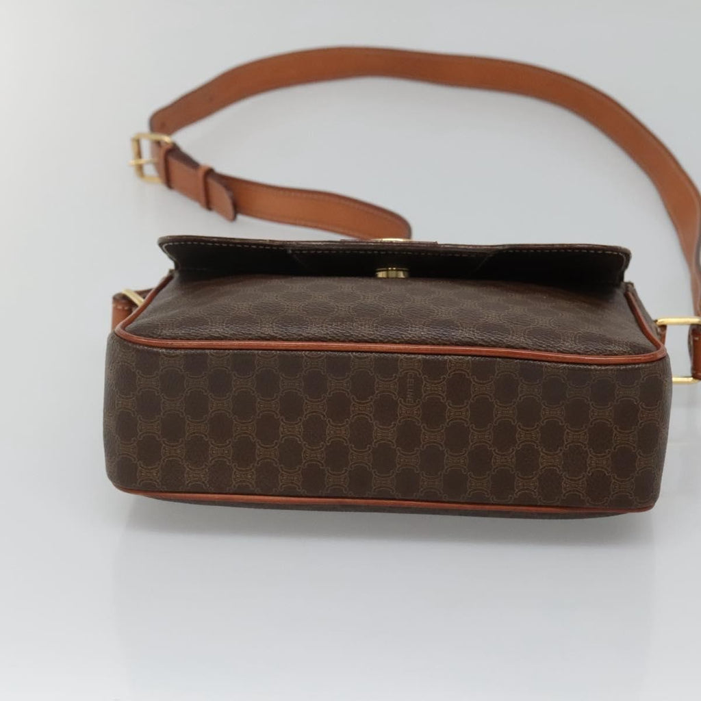 Celine Vintage Macadam Shoulder Bag Canvas And Leather Brown Canvas Shoulder Bag Bag