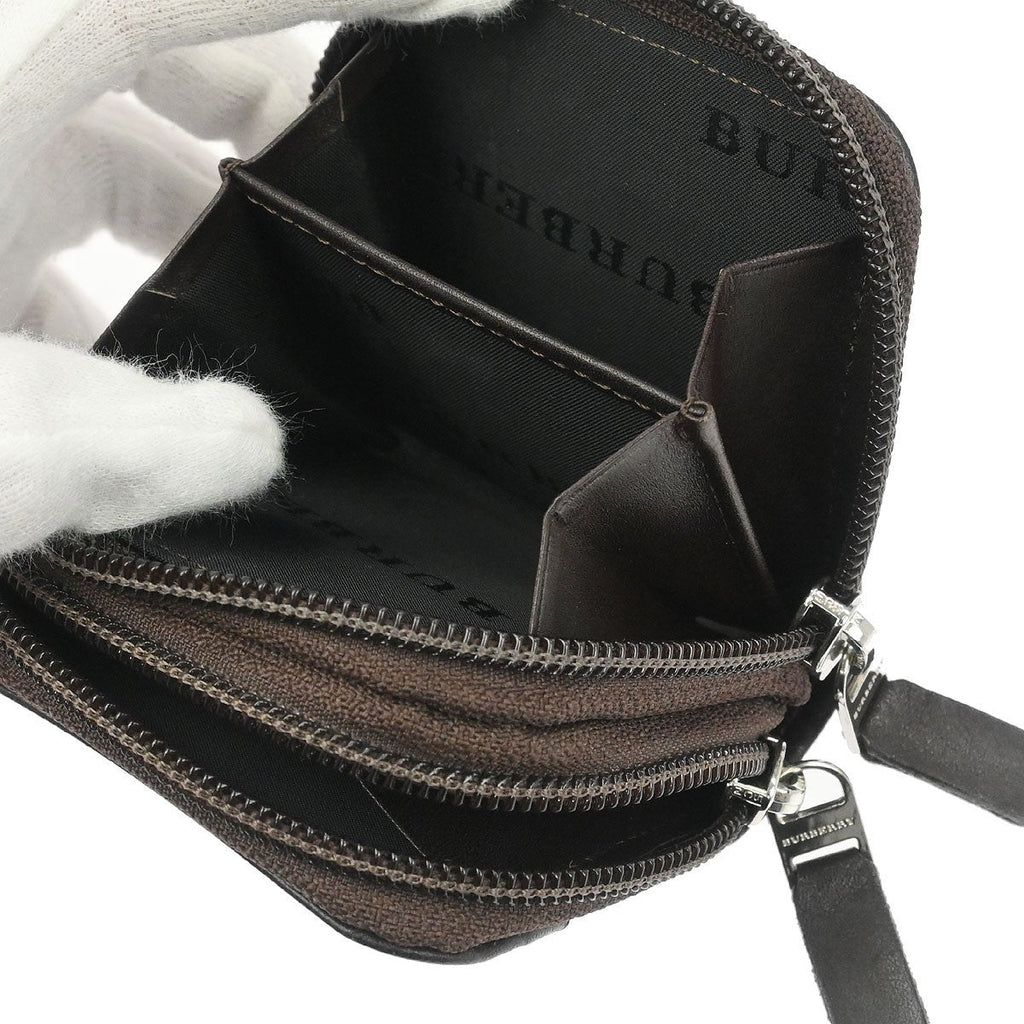 Burberry Zip Around Coin Pouch Canvas Beige Canvas Wallets Accessory
