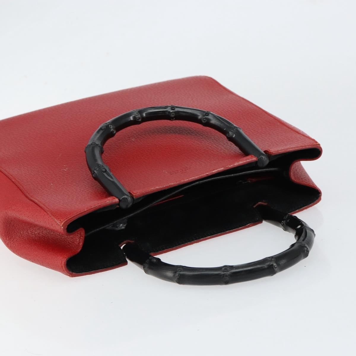 Gucci Vintage Bamboo Handle Bag Leather Red Leather Handbag (Pre-Owned)