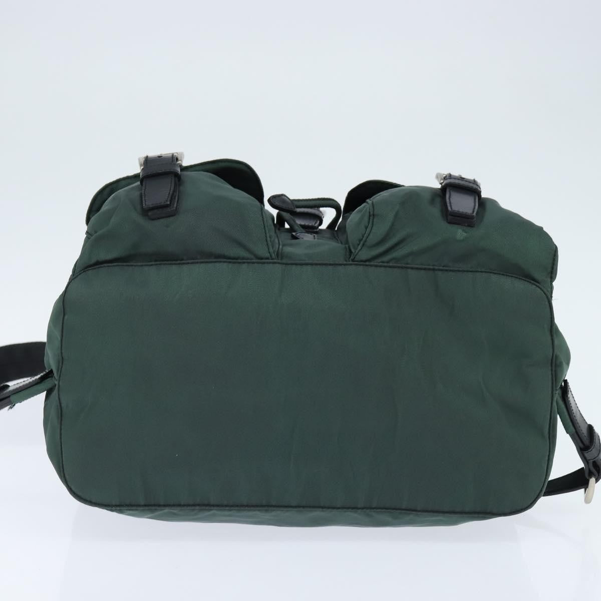 Prada Vela Double Front Pocket Backpack Tessuto With Saffiano Leather Khaki Nylon Backpack Bag
