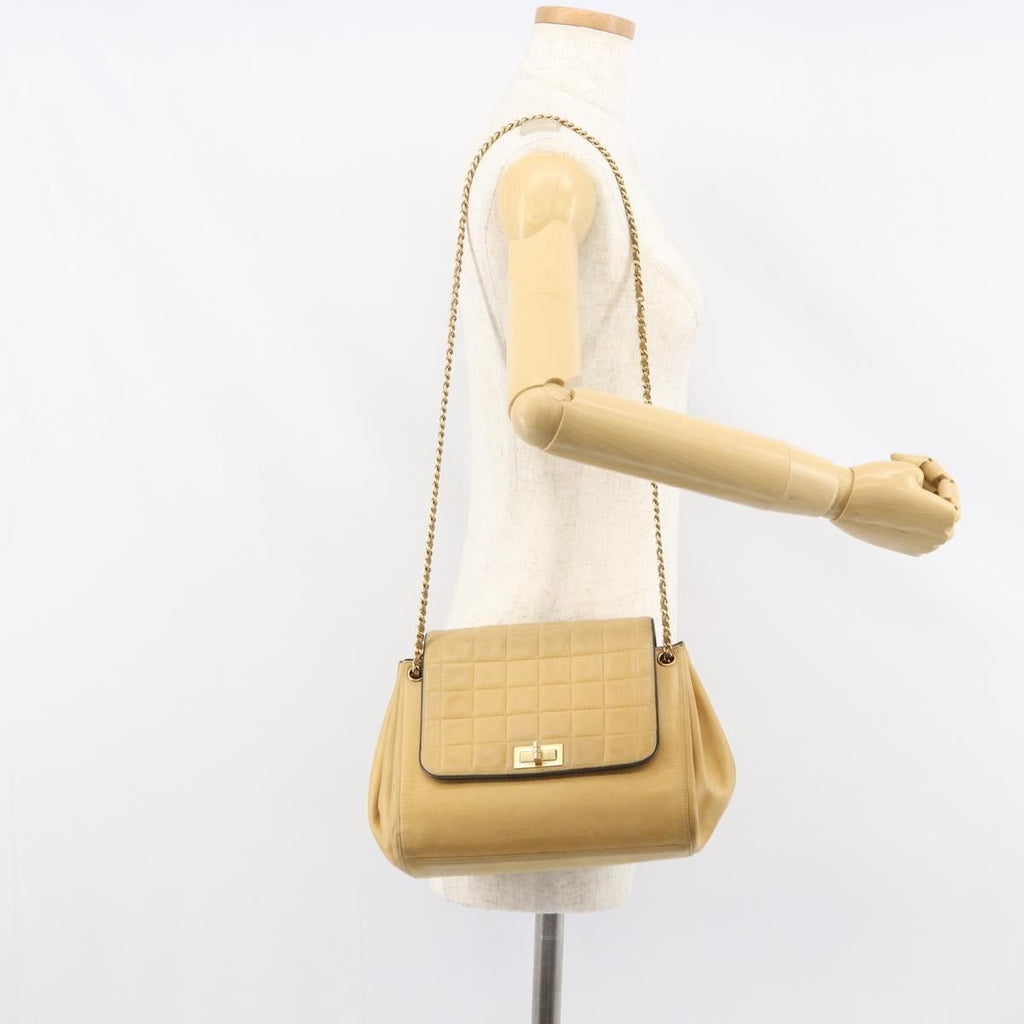 Chanel Chocolate Bar Accordion Reissue Flap Bag Quilted Lambskin Beige Leather Shoulder Bag Bag