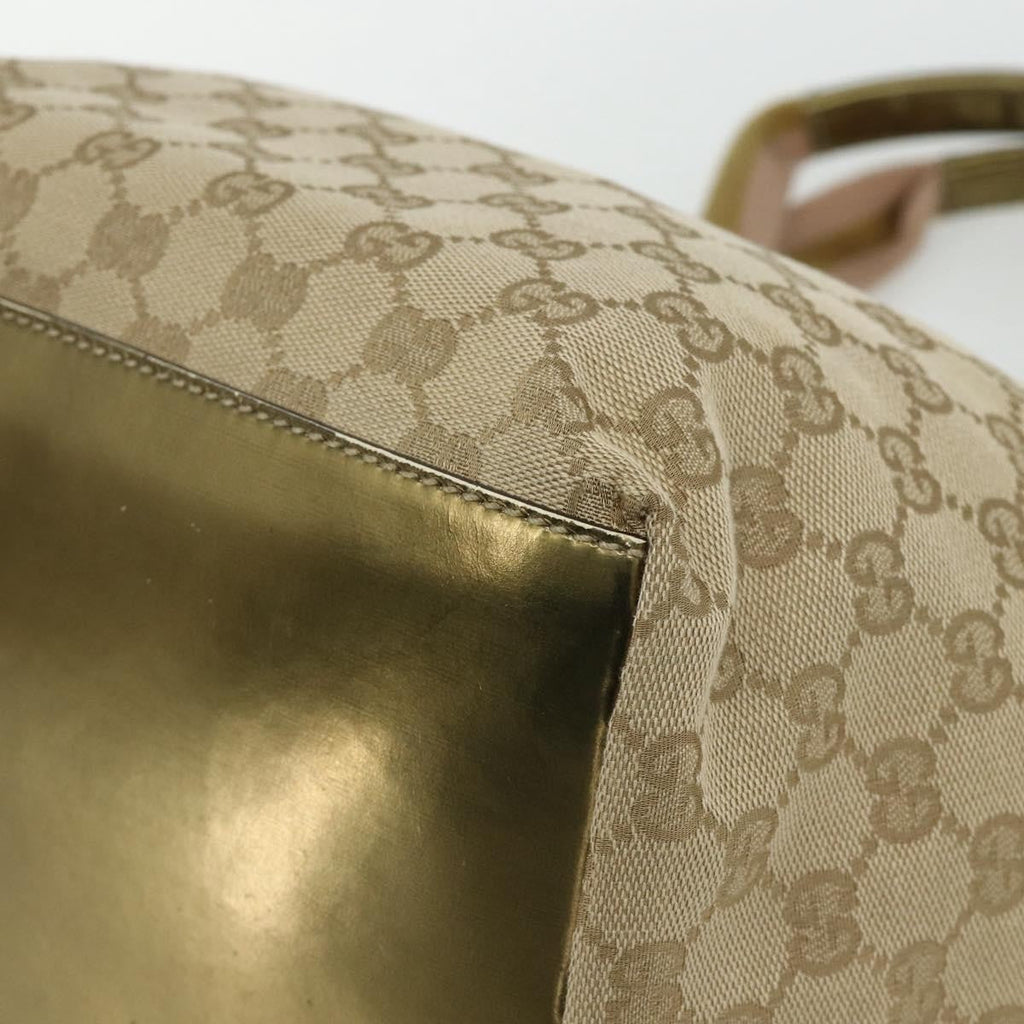 Gucci Web Zip Tote Gg Canvas Beige Canvas Tote Bag Bag (Pre-Owned)