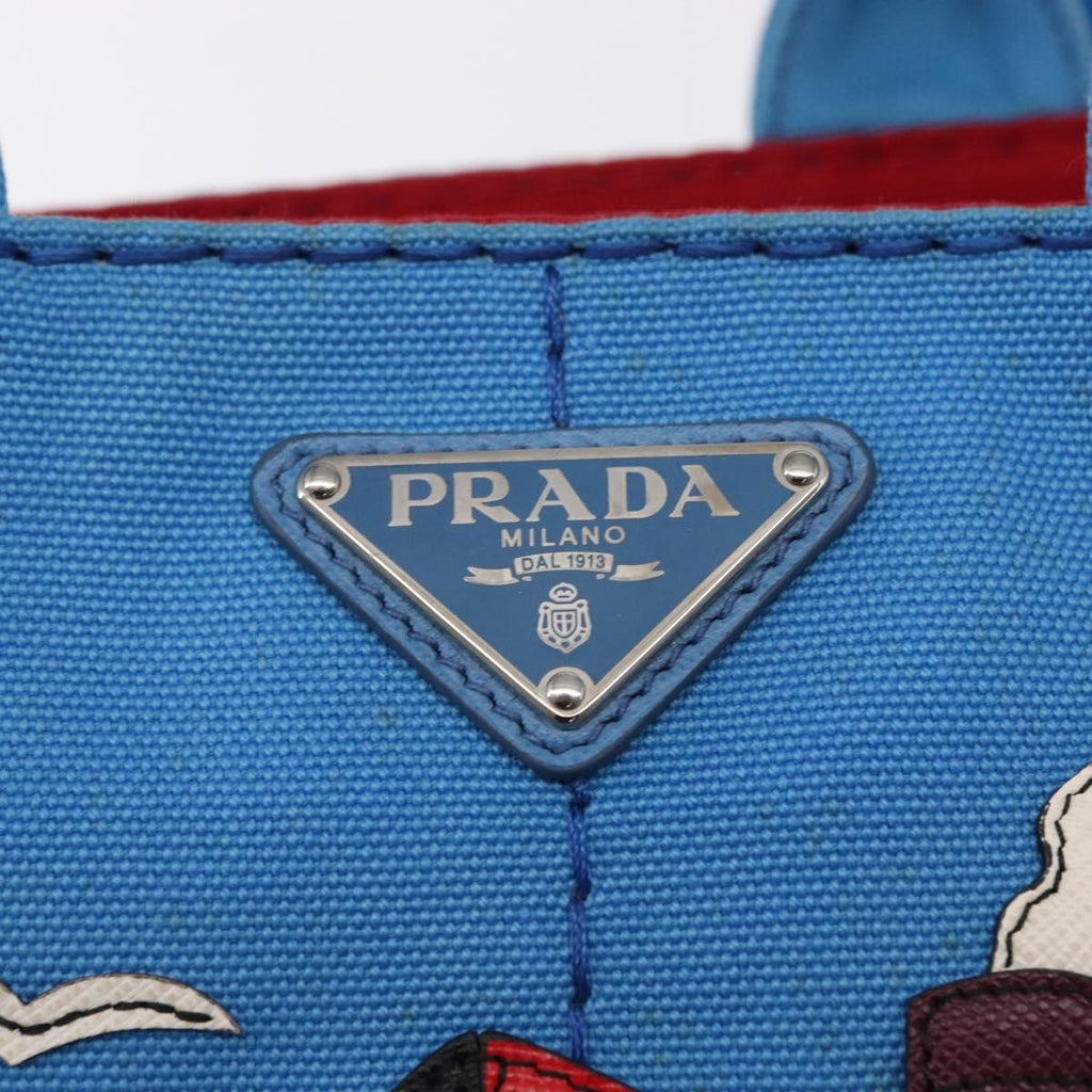 Prada Canapa Convertible Tote Canvas With Applique Blue Canvas Tote Bag Bag